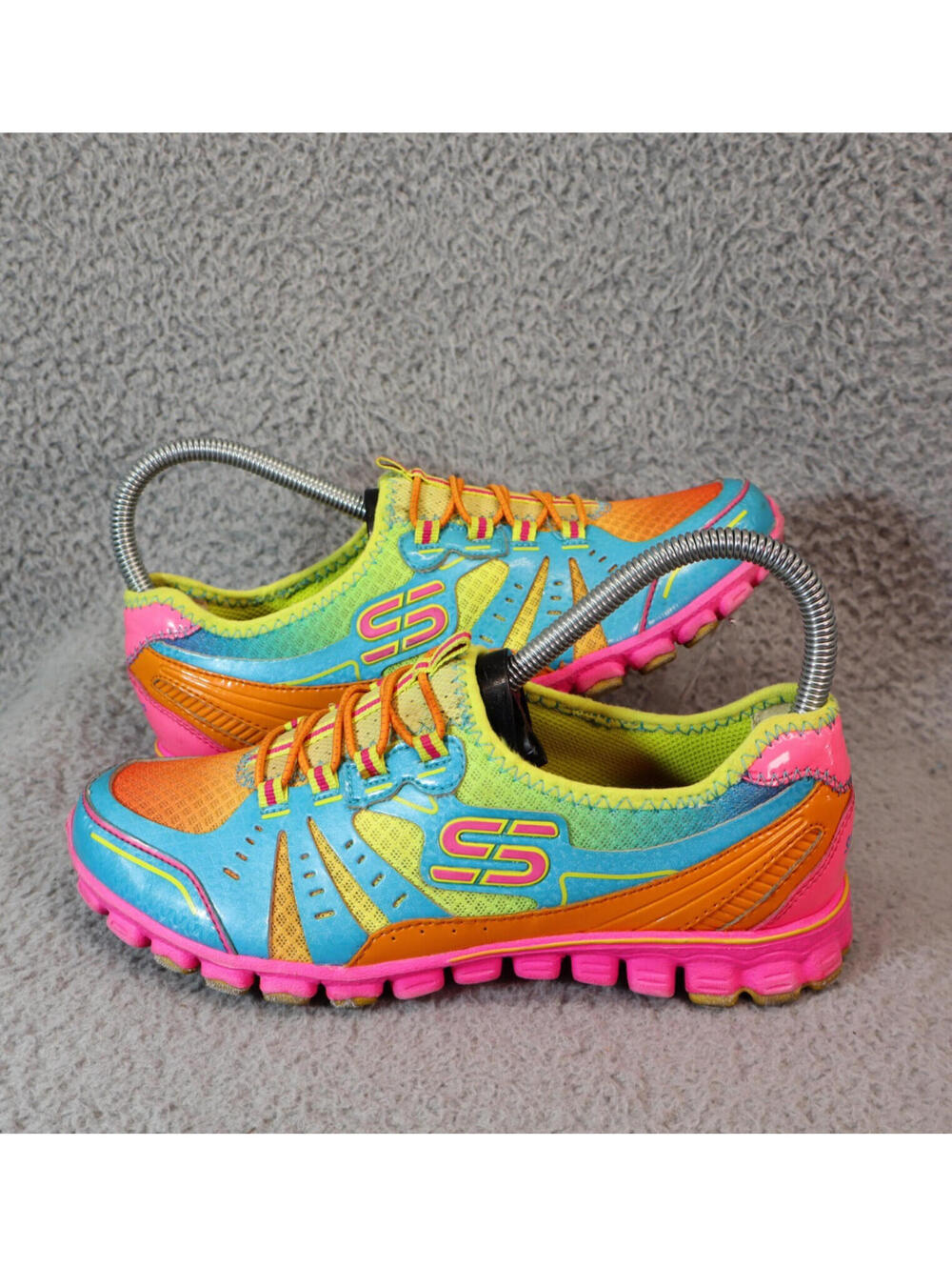 Skechers Neon Rainbow Trainers Bungee Flex Womens 5.5 Shoes